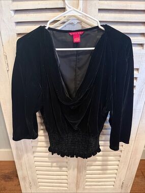 Sunny Leigh Black Velvet Cowl Neck Blouse